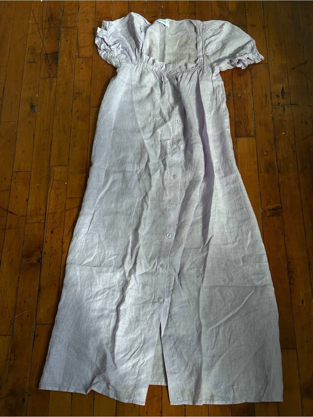 SLEEPER Lavender Button-Front Linen Dress - Picture 2 of 7